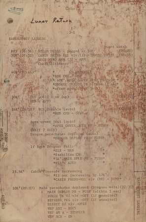 Lot #8444  Apollo 13 Water Egress Training Checklist - Image 1