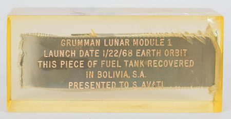 Lot #8134  Apollo 5 Flown Fuel Tank Fragment