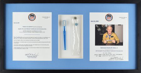 Lot #8346 Charlie Duke's Apollo 16 Lunar Flown Toothbrush - Image 1