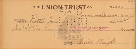 Lot #8008 Orville Wright Signed Check - Image 2