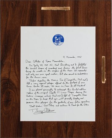Lot #8223 Buzz Aldrin Signed Lunar Plaque - Image 2