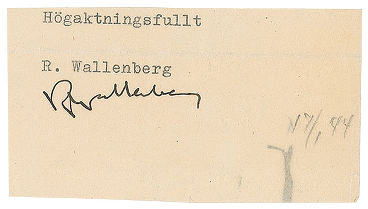 Lot 264 Raoul Wallenberg: The creator of the lifesaving 'Schutz-Pass'