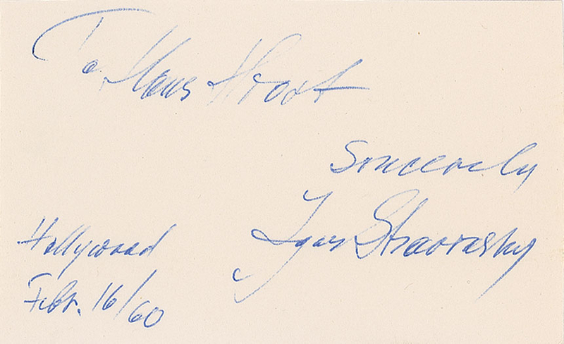 Lot 791 Igor Stravinsky