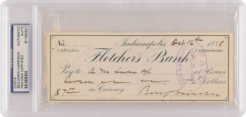 Lot 130 Benjamin Harrison Check