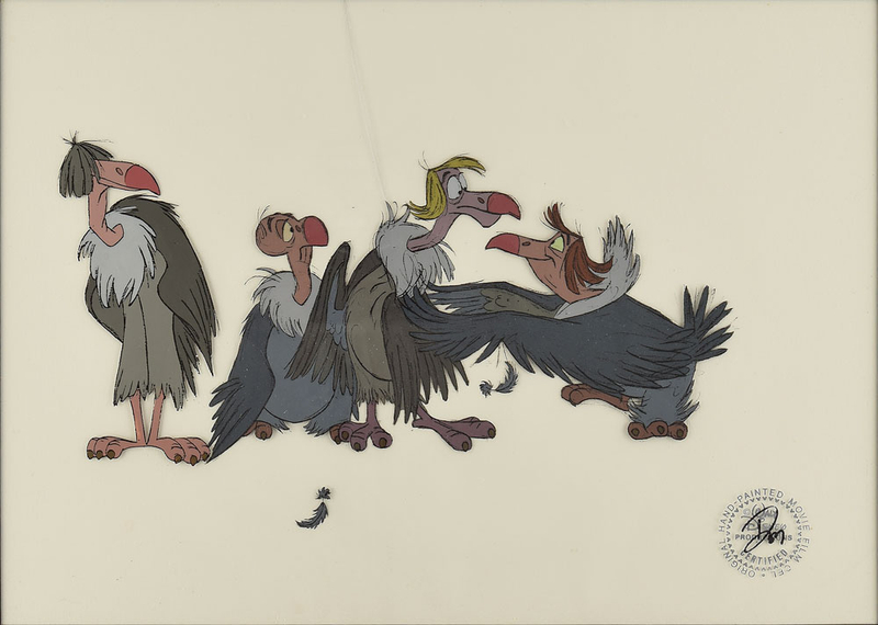 Lot 680 Vultures production cel from The Jungle Book Production Cel