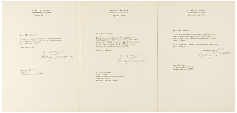 Lot 180 Harry S. Truman Letters