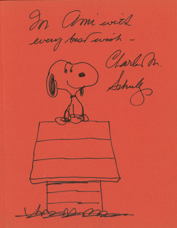 Lot 667 Charles Schulz: Beautiful large sketch of Snoopy inside a volume of 