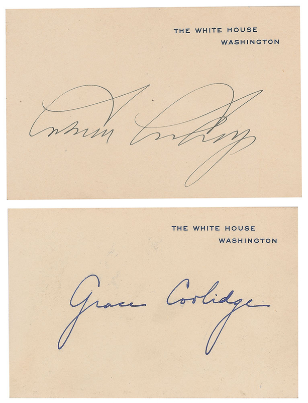 Lot 108 Calvin and Grace Coolidge White House Cards