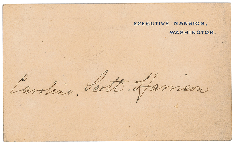Lot 131 Caroline Scott Harrison White House Card
