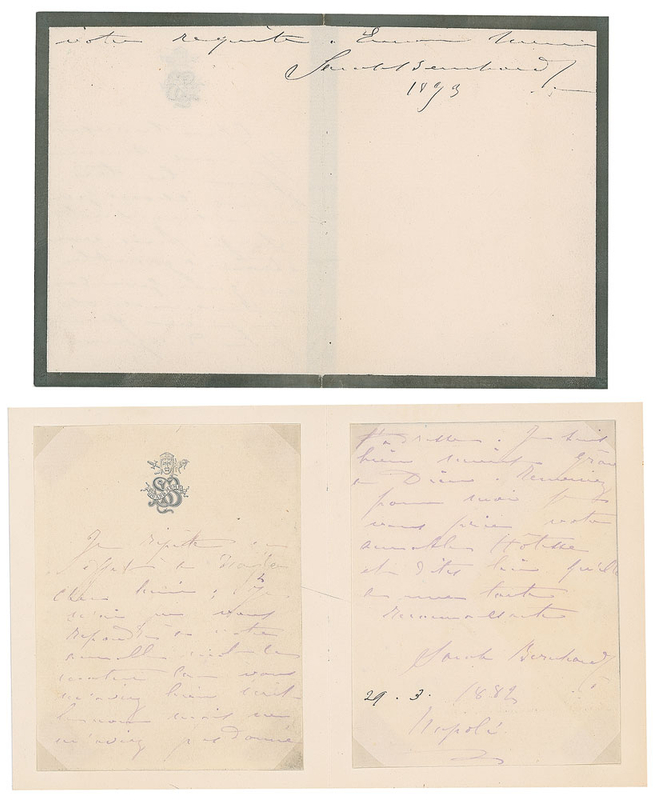 Lot 894 Sarah Bernhardt Letters