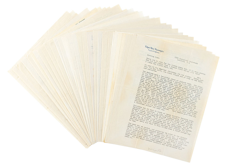 Lot 706 Edgar Rice Burroughs: Marvelous archive of letters from Burroughs during his time as a war correspondent in Hawaii?