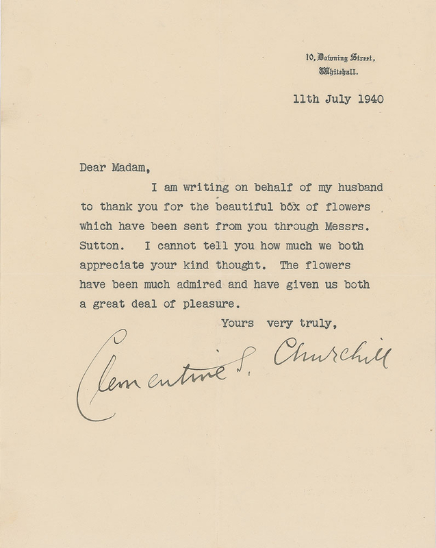 Lot 333 Clementine Churchill Typed Letter Signed