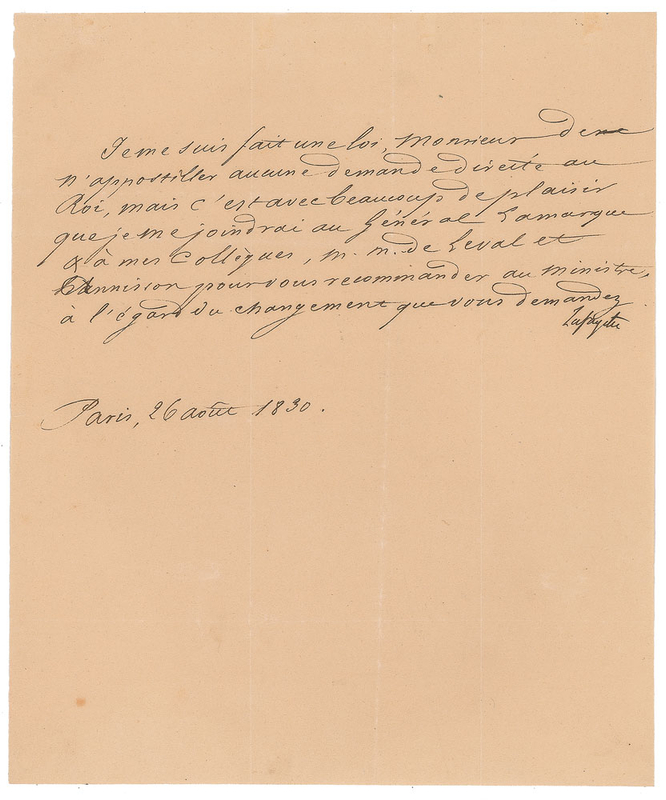 Lot 483 Marquis de Lafayette Signed Letter