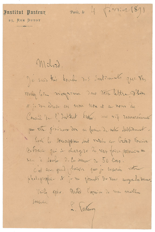 Lot 277 Louis Pasteur Handwritten Letter Signed