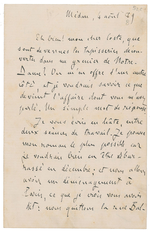 Lot 724 Emile Zola Handwritten Letter Signed