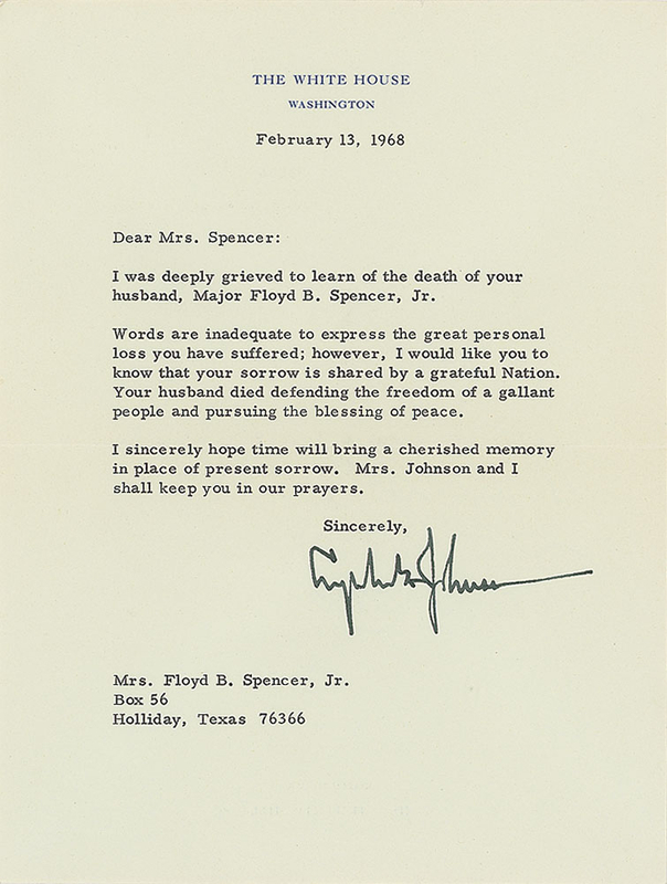 Lot 71 Lyndon B. Johnson: To a war widow: 