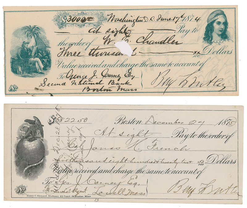 Lot 510 Benjamin Butler Checks