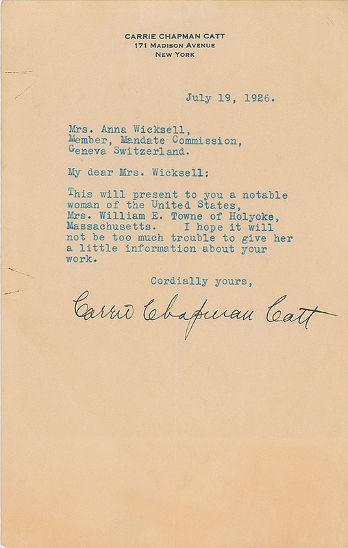 Lot 328 Carrie Chapman Catt
