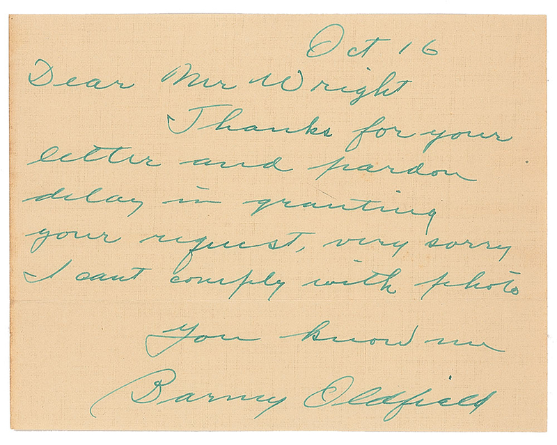 Lot 1036 Barney Oldfield Handwritten Letter Signed