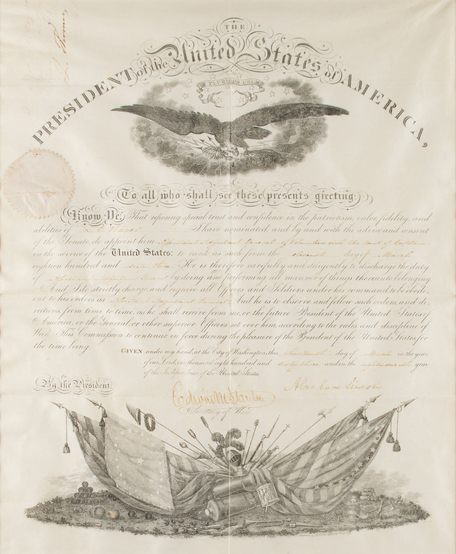 Lot 25 Abraham Lincoln: In between Union defeats at Fredericksburg and Chancellorsville, the president bolsters his troops