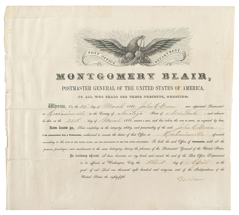 Lot 504 Montgomery Blair Signed Document