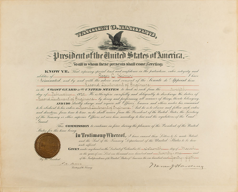 Lot 129 Warren G. Harding Signed Document