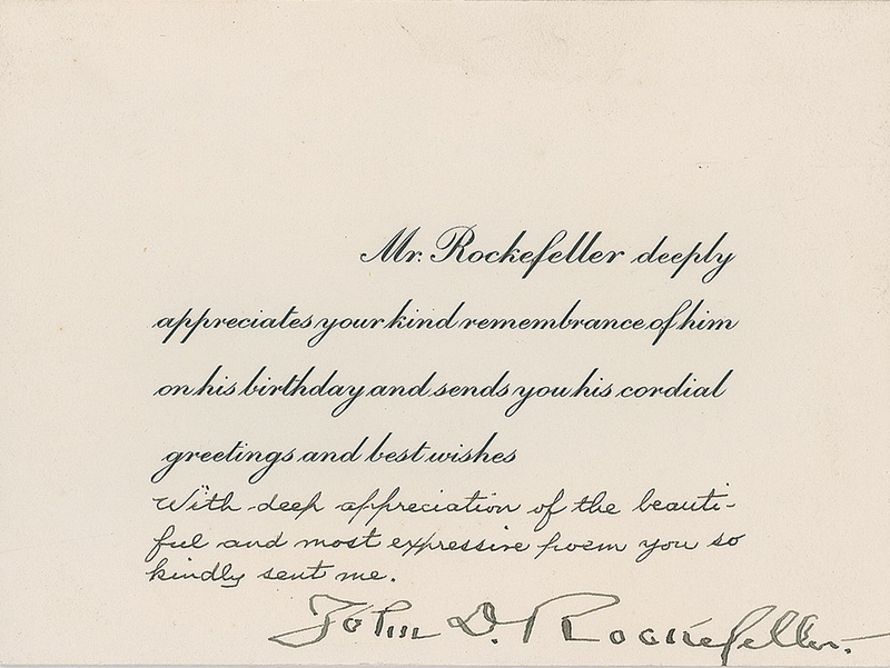 Lot 413 John D. Rockefeller Signature