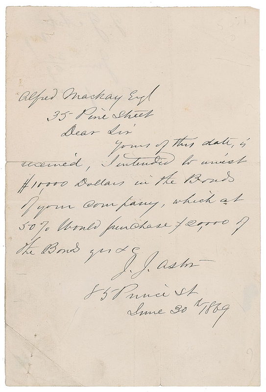 Lot 311 John Jacob Astor III Handwritten Letter Signed