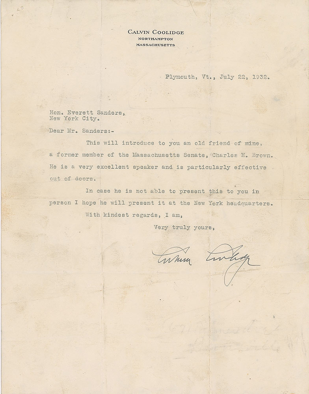 Lot 105 Calvin Coolidge