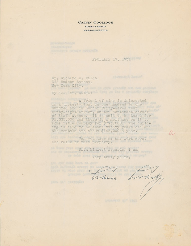 Lot 107 Calvin Coolidge