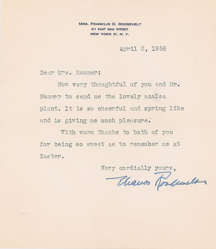 Lot 169 Eleanor Roosevelt Typed Letters Signed