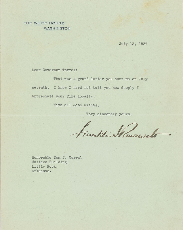 Lot 172 Franklin D. Roosevelt Typed Letter Signed