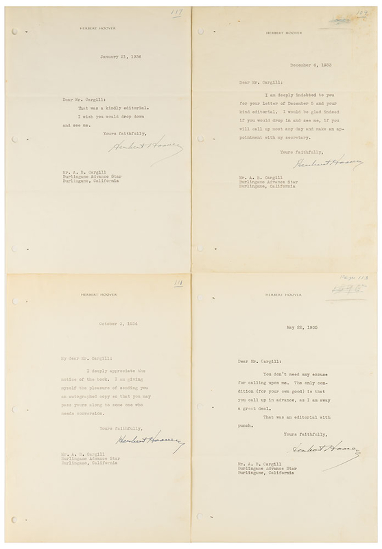 Lot 135 Herbert Hoover Typed Letters Signed