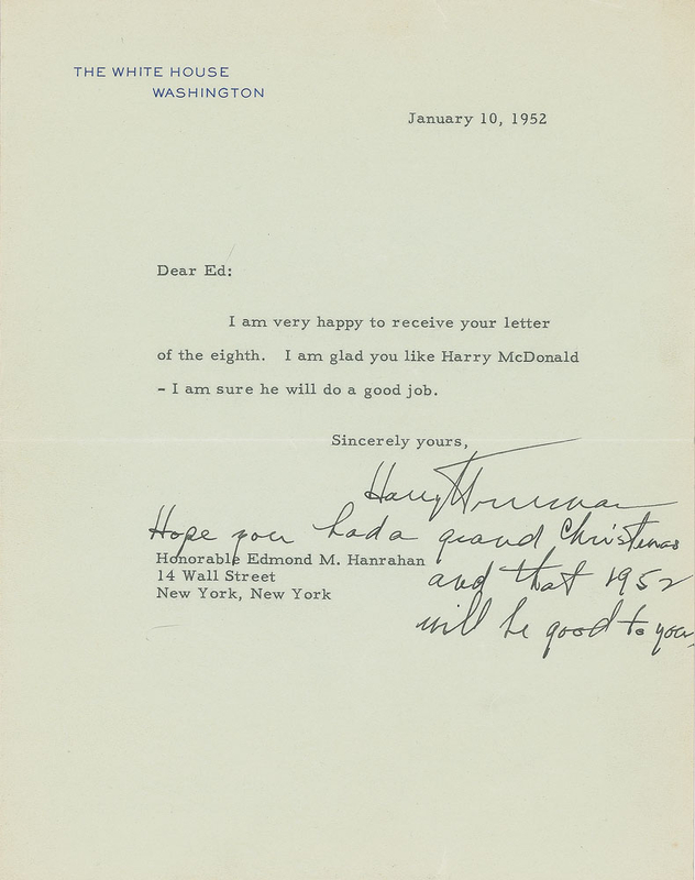 Lot 61 Harry S. Truman Typed Letter Signed
