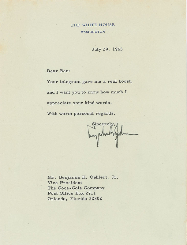 Lot 72 Lyndon B. Johnson Typed Letter Signed