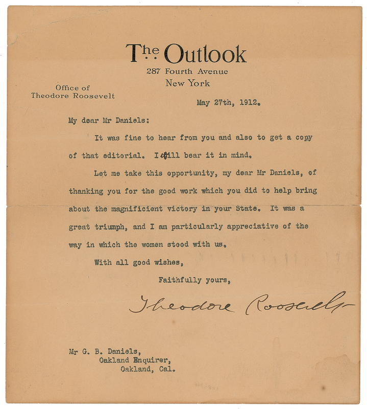 Lot 43 Theodore Roosevelt: The 'Bull Moose' candidate-to-be on the 1912 primary: 