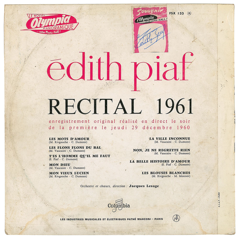 Lot 805 Edith Piaf Album