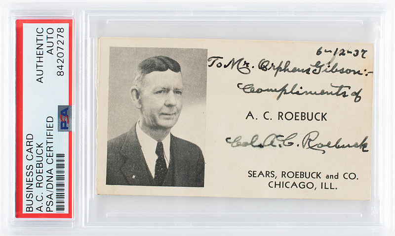 Lot 473 Alvah C. Roebuck Business Card
