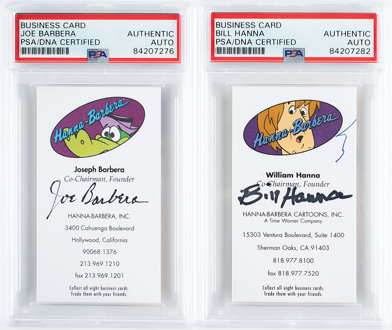 Lot 460 Bill Hanna and Joe Barbera Business Cards