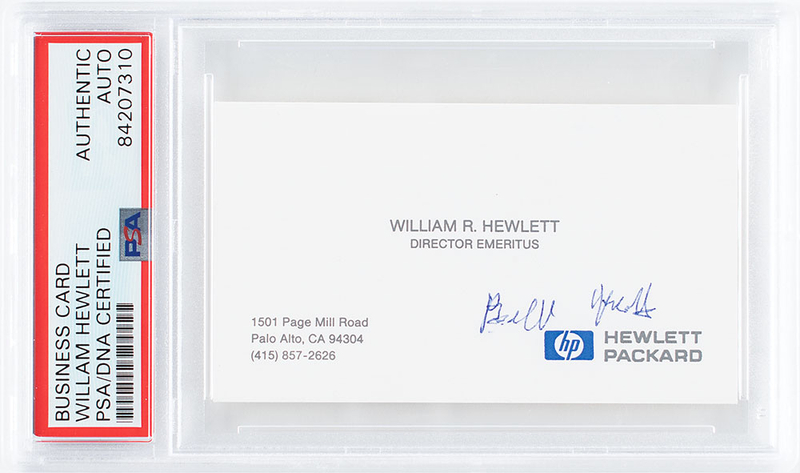 Lot 461 William Hewlett Business Card