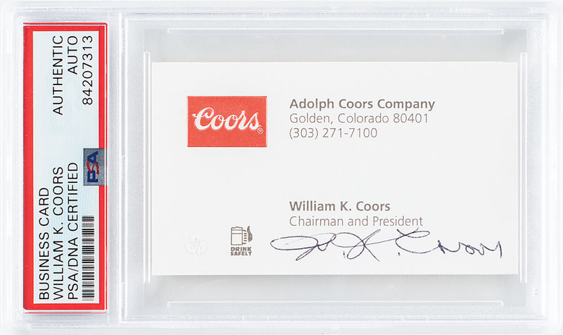 Lot 455 William Coors Business Card