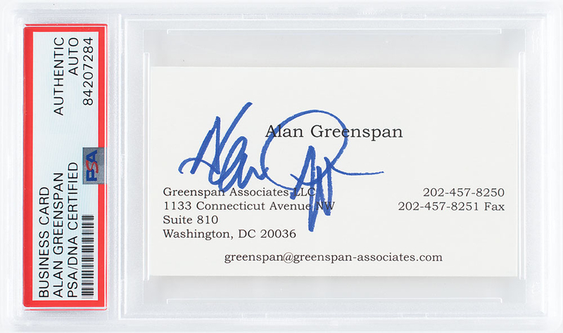 Lot 459 Alan Greenspan Business Card