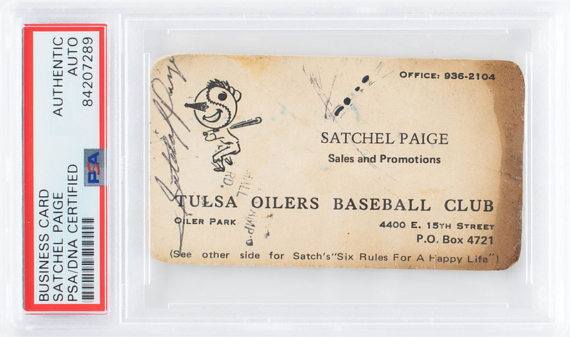 Lot 469 Satchel Paige Business Card
