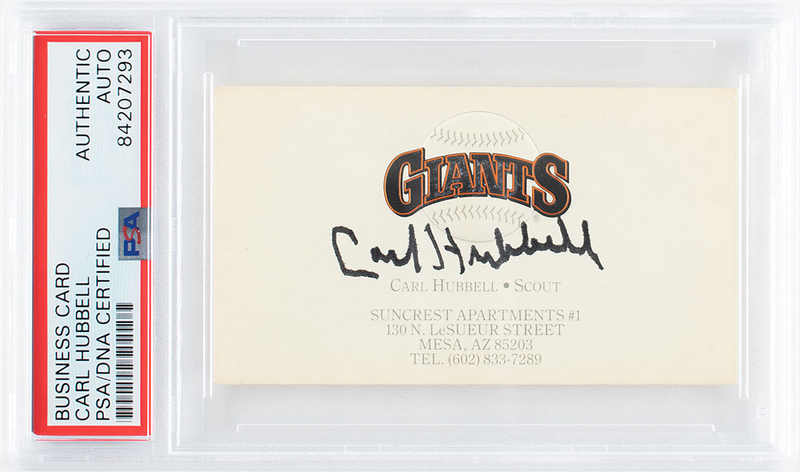Lot 462 Carl Hubbell Business Card