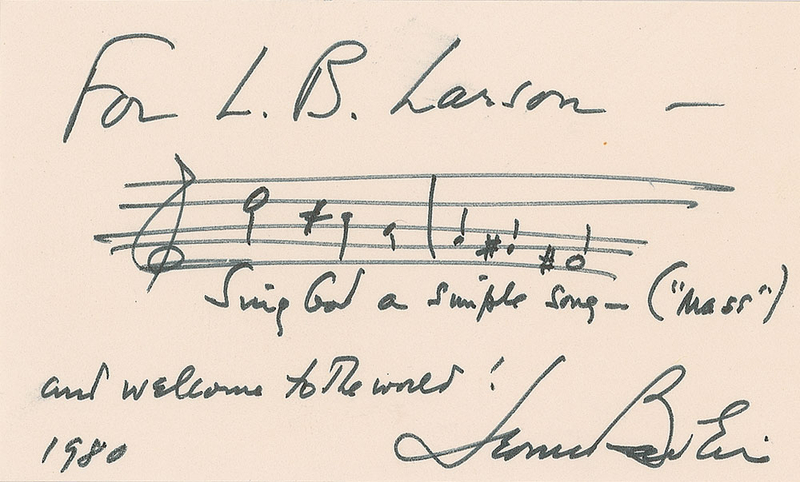 Lot 776 Leonard Bernstein Signed Musical Quote