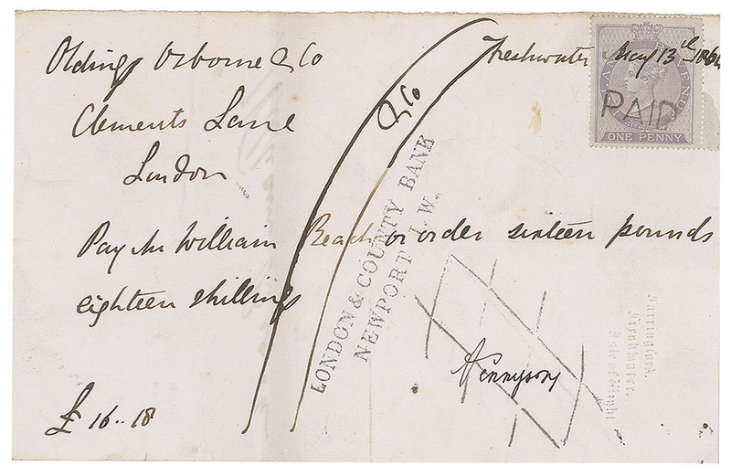 Lot 753 Alfred Lord Tennyson Check