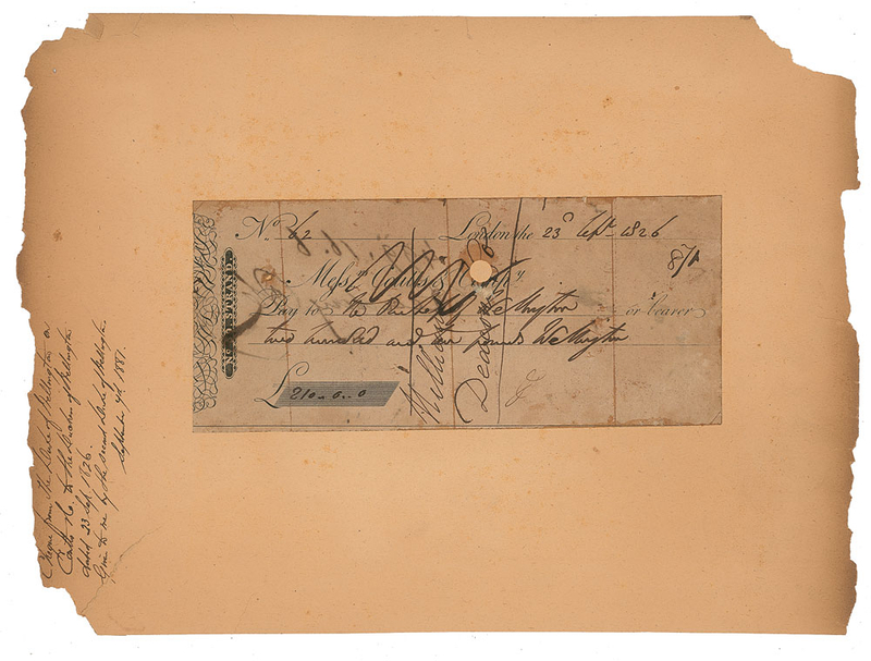 Lot 503 Duke of Wellington: Rare check from the Duke of Wellington, payable to his wife
