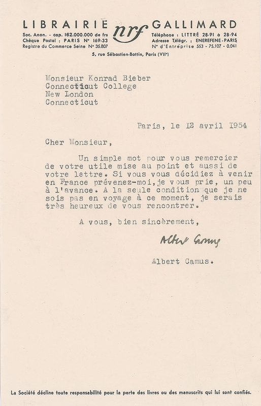 Lot 703 Albert Camus Typed Letter Signed