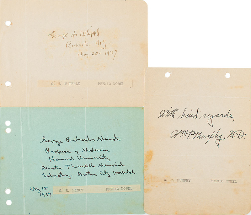 Lot 396 Nobel Prize in Physiology or Medicine: 1934 Group Lot