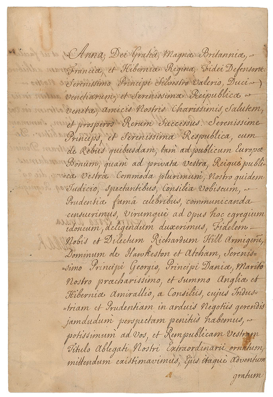 Lot 297 Queen Anne Signed Document